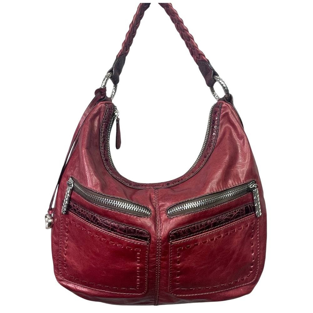 VTG Brighton Florencia Valencia Hobo Burgundy Shoulder‎ Bag, Expandable, leather
